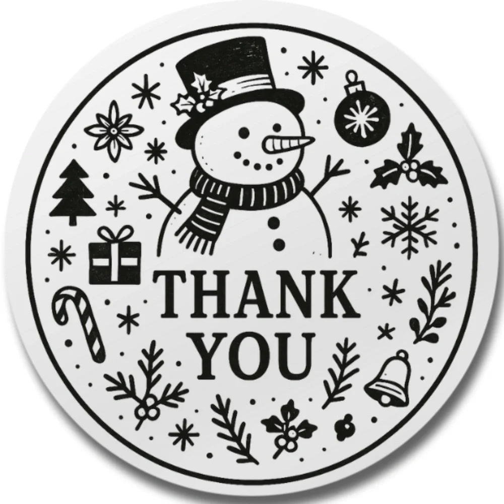 Christmas Gift Packaging Stickers – Snowman Holographic Thank You